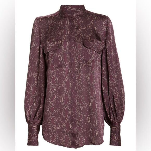 EQUIPMENT Helaine Python Print Collarless Shirt Sz. Small button up blouse - Picture 4 of 11